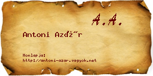Antoni Azár névjegykártya